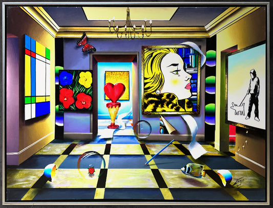 Ferjo Banksy, Lichtenstein & Warhol hanging together Original Acrylic on Canvas
